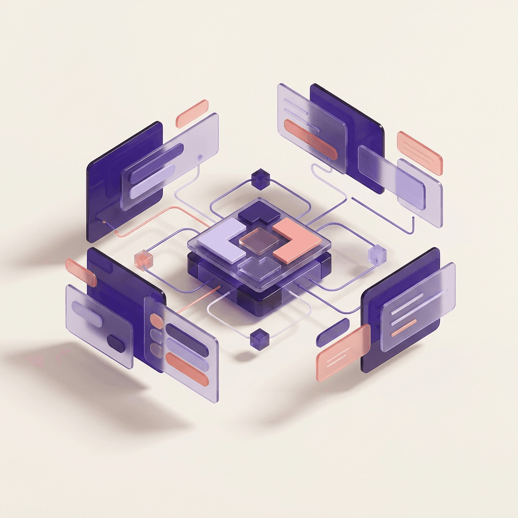 Modular record cards connected around a configurable data structure